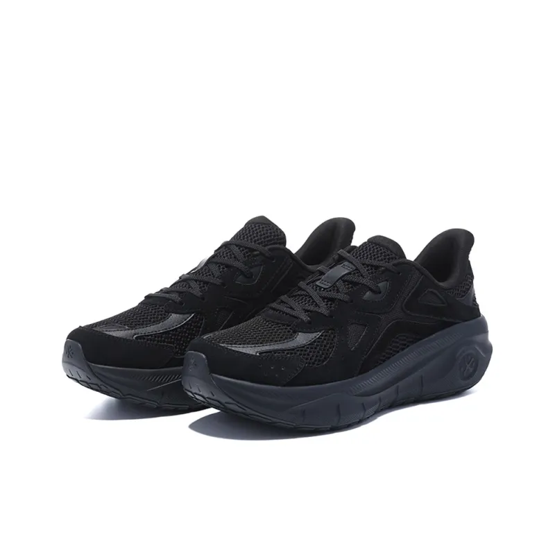 BMAI Pioneers Thick Tao Cushioning Support Wear Resistant Breathable Mid Top Running Shoes Men's Black-2