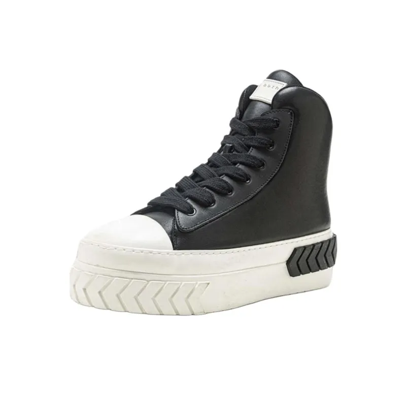 Both Tires Platform High Top Skateboard Shoes Unisex Black-3