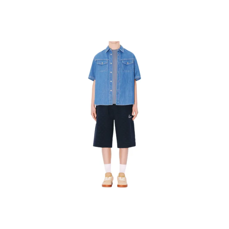 KENZO Buttoned Short Sleeved Denim Shirt-4