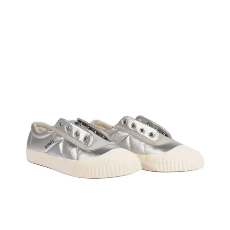 Schutz Smash Low-Top Skateboard Shoes Women's Silver-2