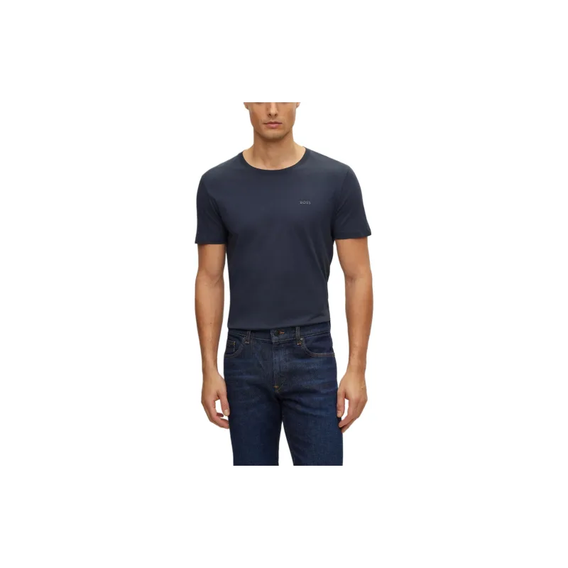 HUGO BOSS Slim Fit T Shirt In Pure Cotton With Liquid Finishing T Shirt Men's Dark Blue-1