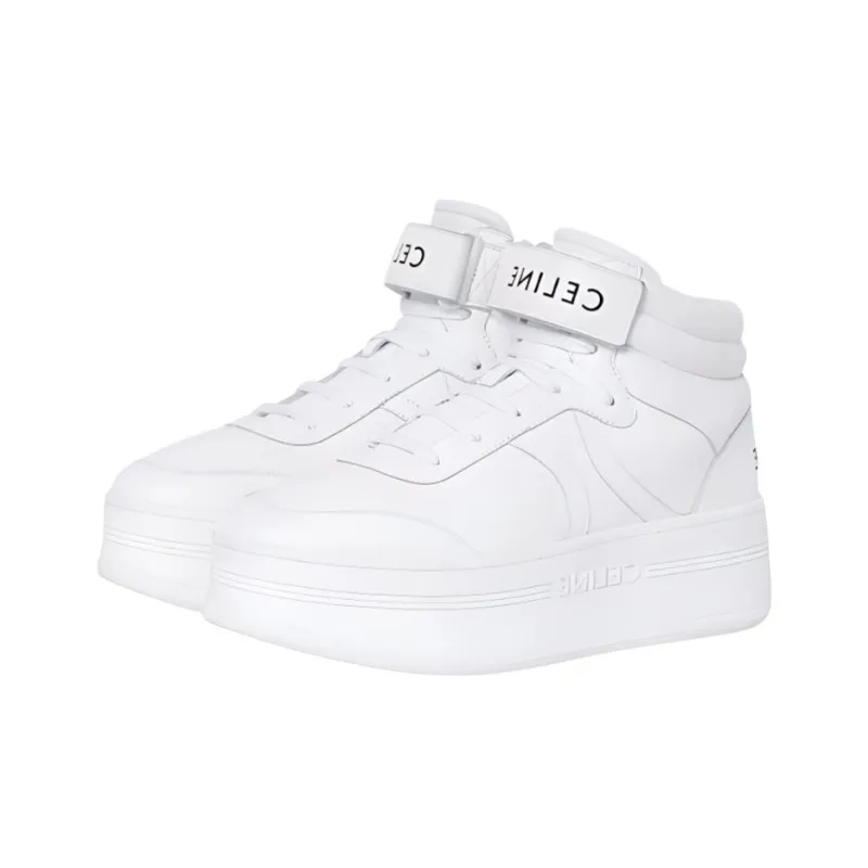 CELINE Block High Top Stylish Skateboarding Shoes Women's White-2