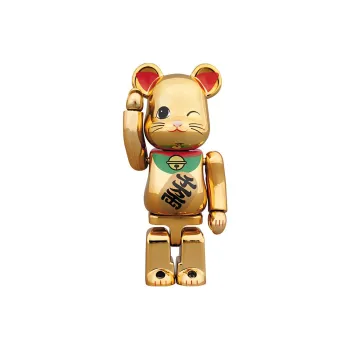 BE@RBRICK Fortune Cat Collection Lucky Cat Gold Millions Single Open Eye Hang Tag Box 100% 7cm