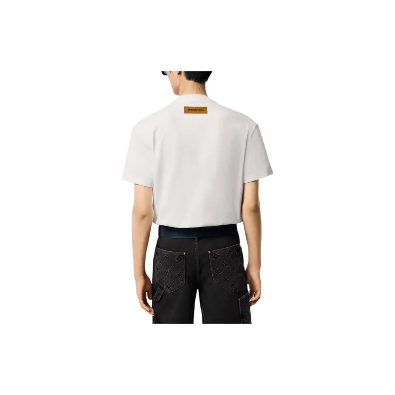 LOUIS VUITTON Embroidered Signature Cotton T Shirt-4