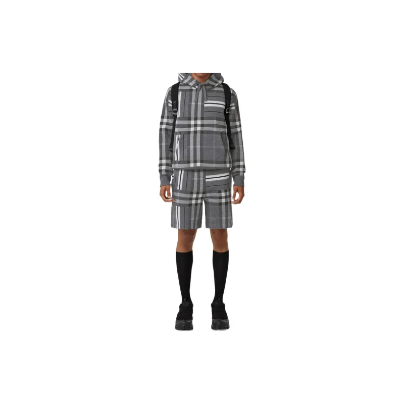 Burberry Check And Stripe Wool Blend Jacquard Shorts-2