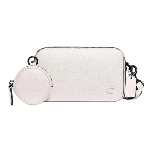 COACH Charter Polished Litchi Grain Leather Crossbody Bag Shoulder Bag Small Size Men's Chalk White