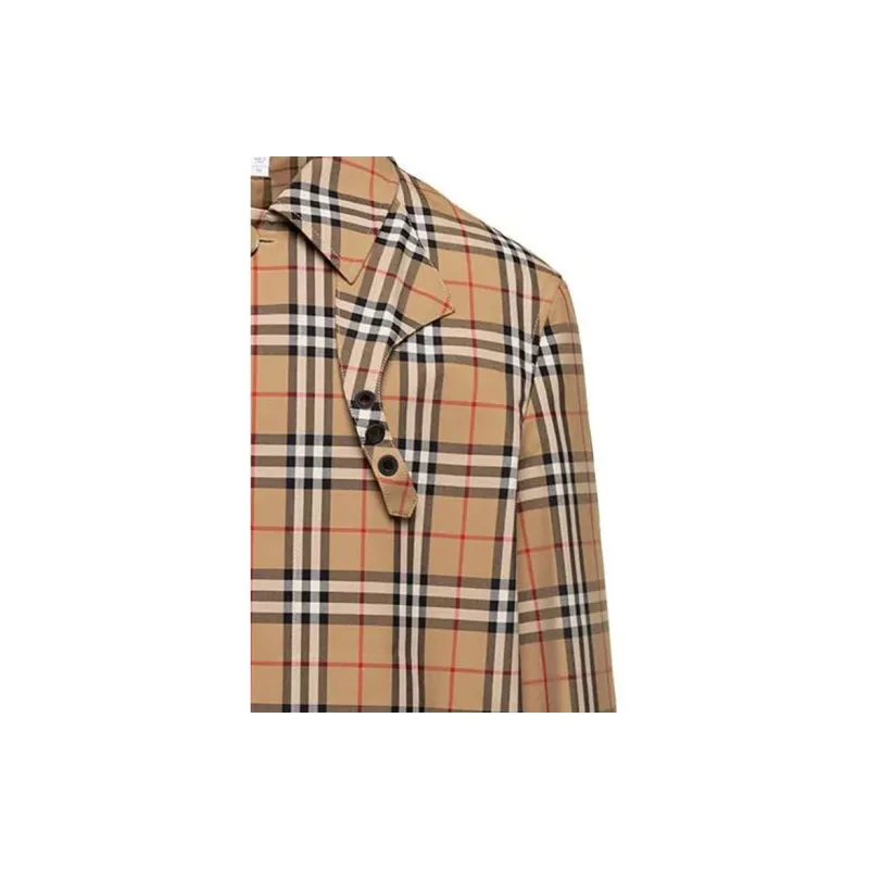 Burberry Check pattern Cotton Trench Coat-3