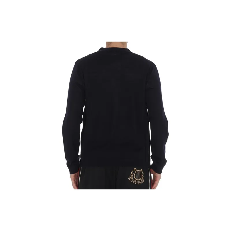 GUCCI GUCCI GG Embroidered Wool Cardigan Knitted Top Navy-4