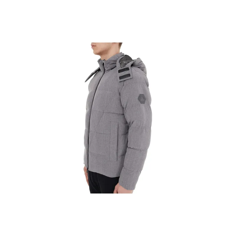 EMPORIO ARMANI FW21 Solid Color Hooded Puffer Jacket Men's Light Gray-7