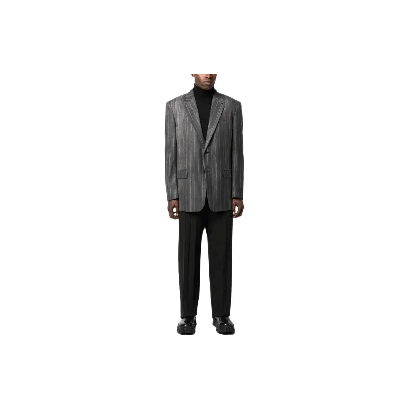 VERSACE Single Breasted Striped Long Sleeved Blazer-1