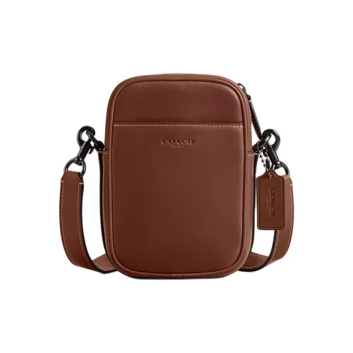 COACH Hitch Natural Grained Leather Crossbody Bag Shoulder Bag Medium Size Men's Red Cedar