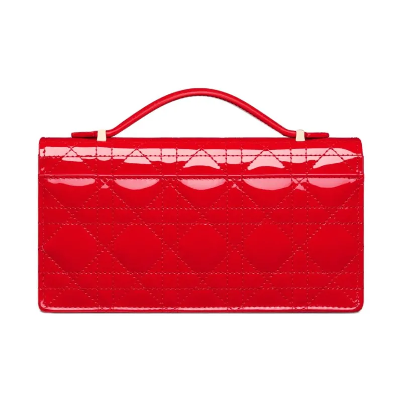 DIOR Patent Leather Patchwork Cow Leather Shoulder Bag Crossbody Bag Handbag Mini Women's Bright Red-3