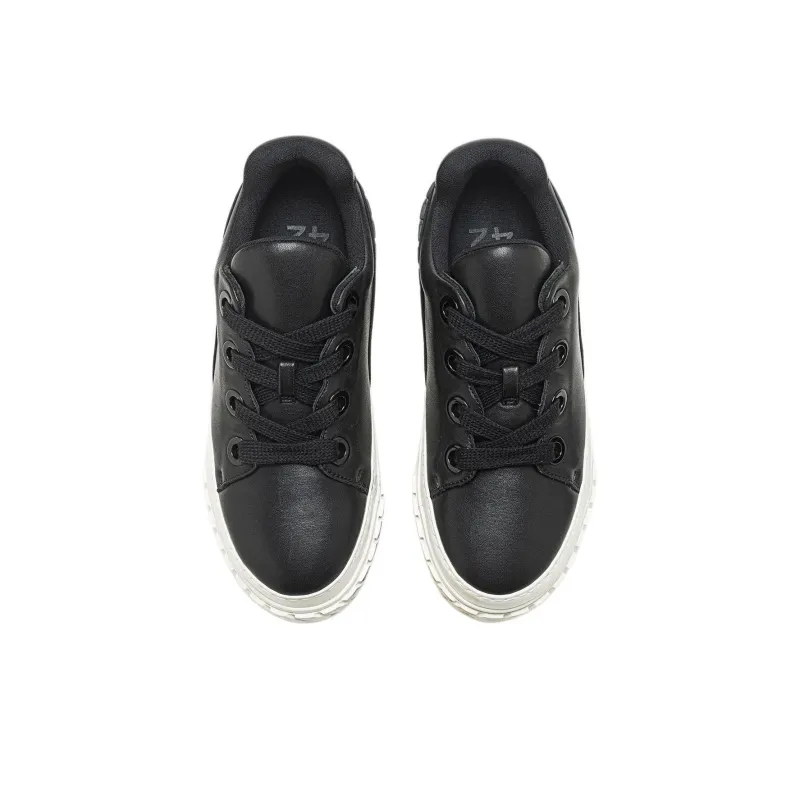 Both Tyres Platform Low Top Skateboard Shoes Unisex Black-4