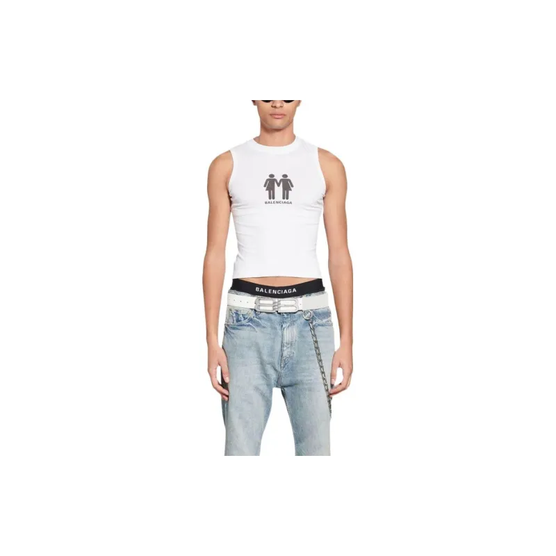 Balenciaga FW22 Tank Top Slim Fit Men's White-2