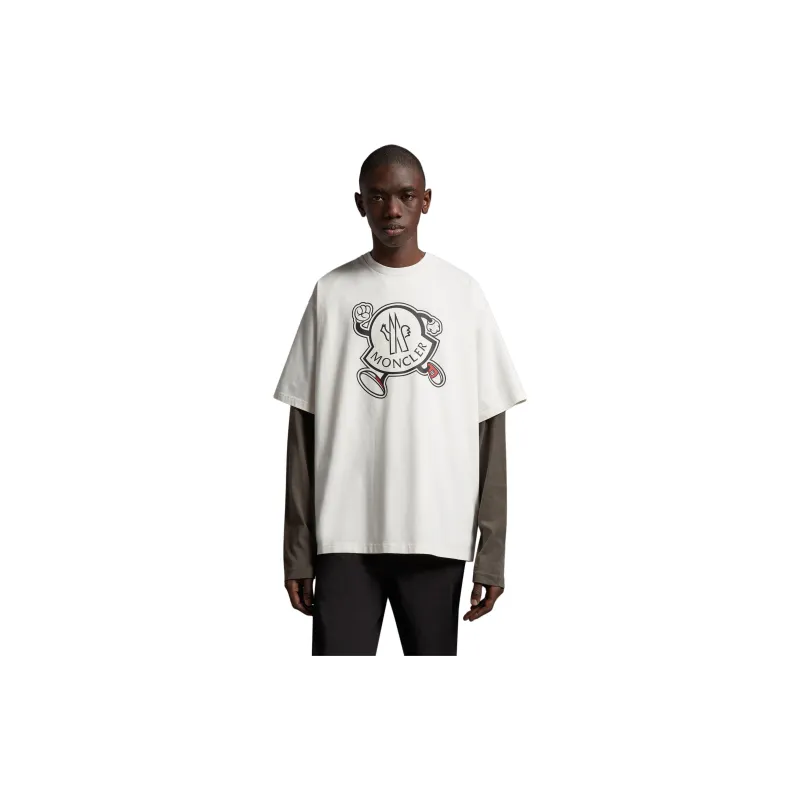 Moncler T Shirts Men Ecru-2
