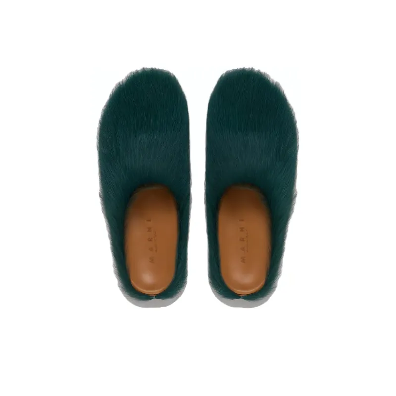 MARNI Fussbet Sabot Calf-hair Slippers-4