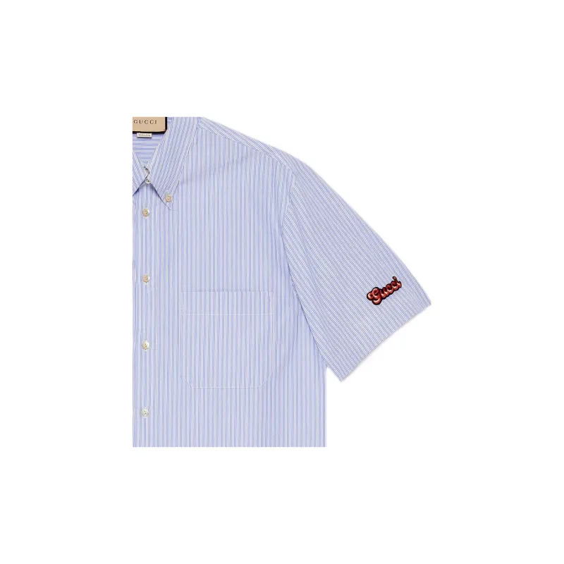 GUCCI Embroidered Logo Short Sleeve Shirt-5