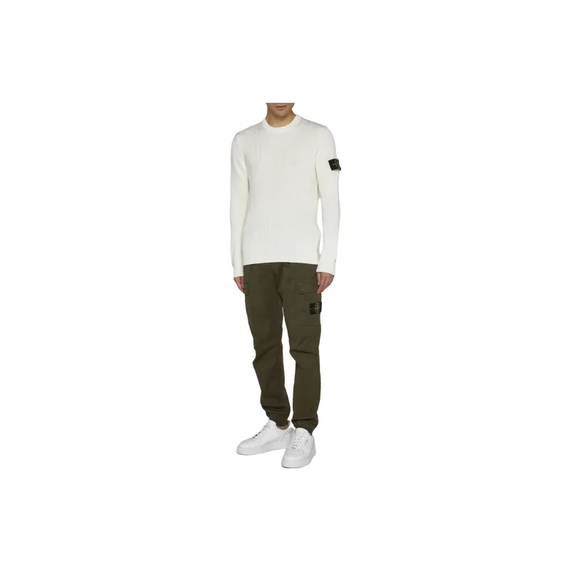 STONE ISLAND Logo Patch Crewneck Knitted Jumper-2