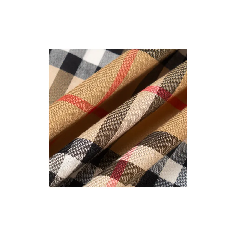 Burberry Men Plaid Patterns Short Sleeves Shirts Yellow-5