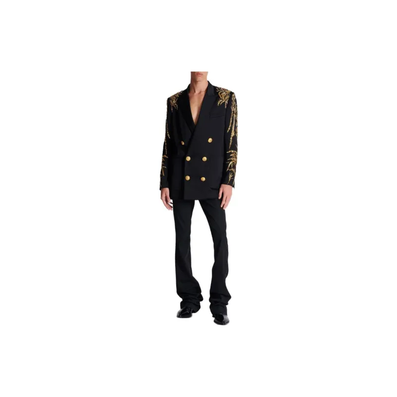 BALMAIN Bamboo-embroidered Satin Blazer-1