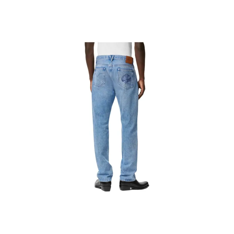 VERSACE Logo Patch Straight Leg Jeans-3