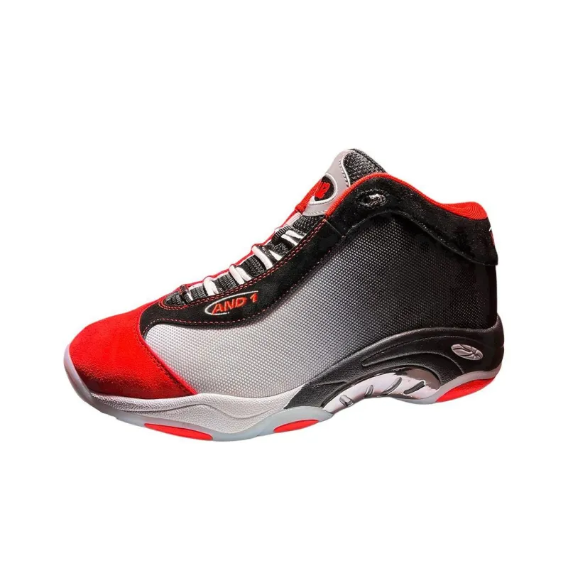 SLAM x AND1 Anti-Slip Wear-Resistant Mid-Top Basketball Shoes Unisex Red White-0