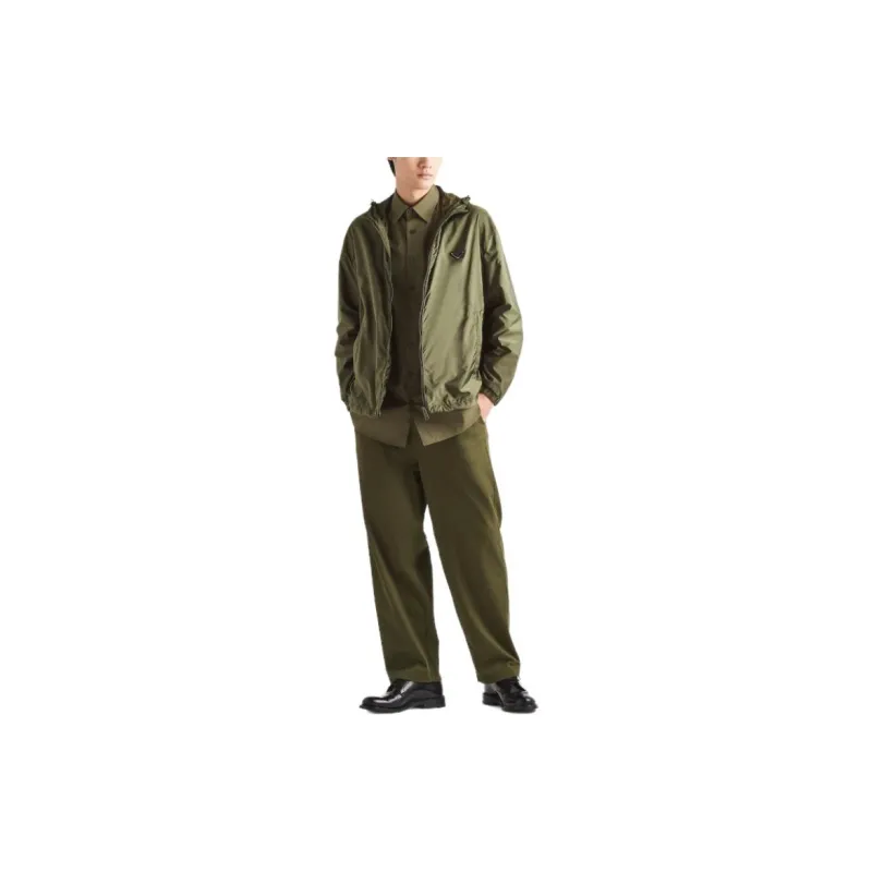 PRADA Logo Plaque Zip Up Jacket-7