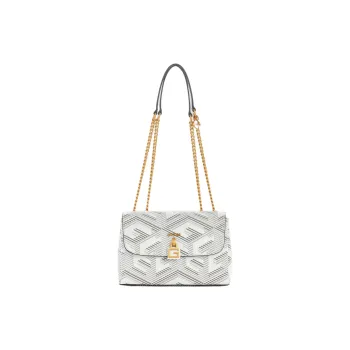 GUESS Artificial Leather Shoulder Bag Crossbody Bag Women's Gray White