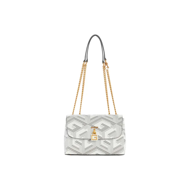 GUESS Artificial Leather Shoulder Bag Crossbody Bag Women's Gray White-0