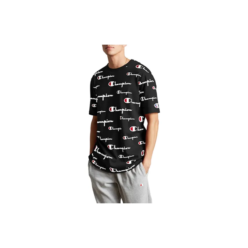Champion Straight T Shirt US Version Unisex Black-1