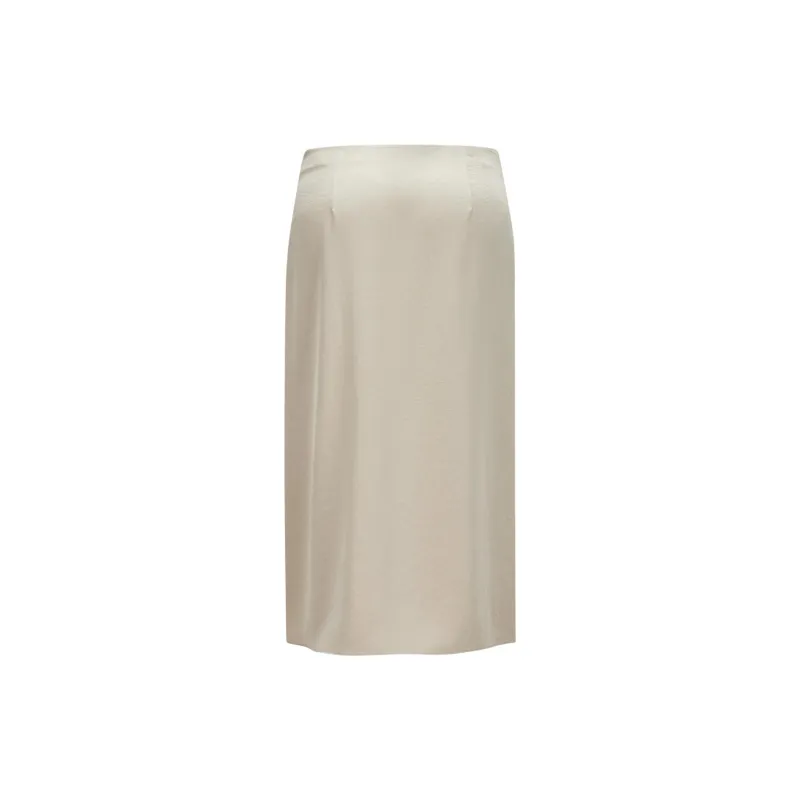 VINCE Zip-up Satin Midi Skirt-1