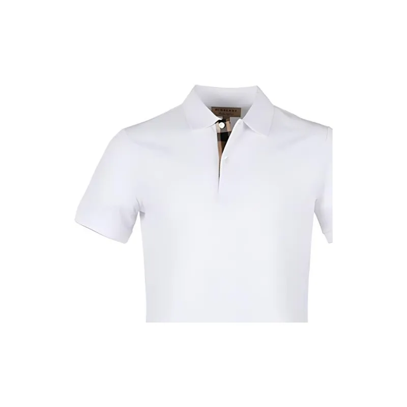 Burberry Lapel Cardigan Short Sleeve Polo Shirt White-4