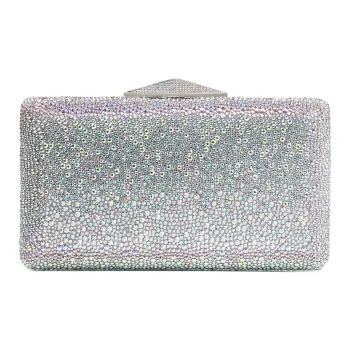 Jimmy Choo Clemmie Crystal Fabric Handbag Shoulder Bag Clutch Women's White