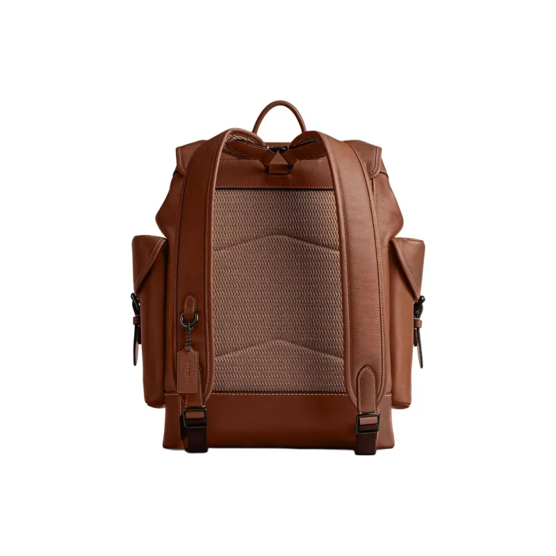 COACH Hitch Natural Grain Leather Backpack Tubas Men's Rosewood-2