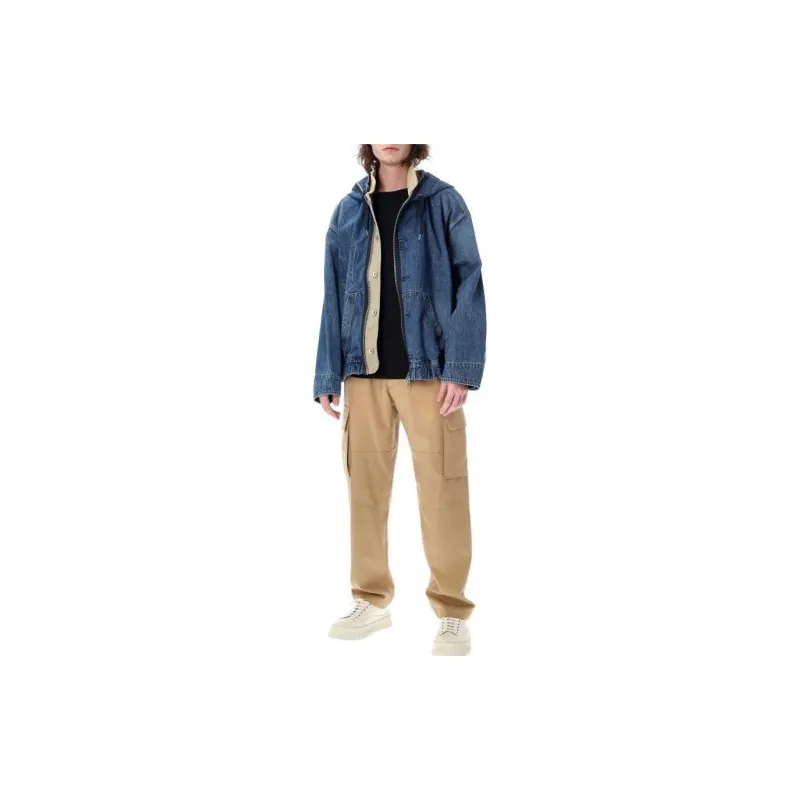 Sacai Denim Jackets Men Dark Blue-2