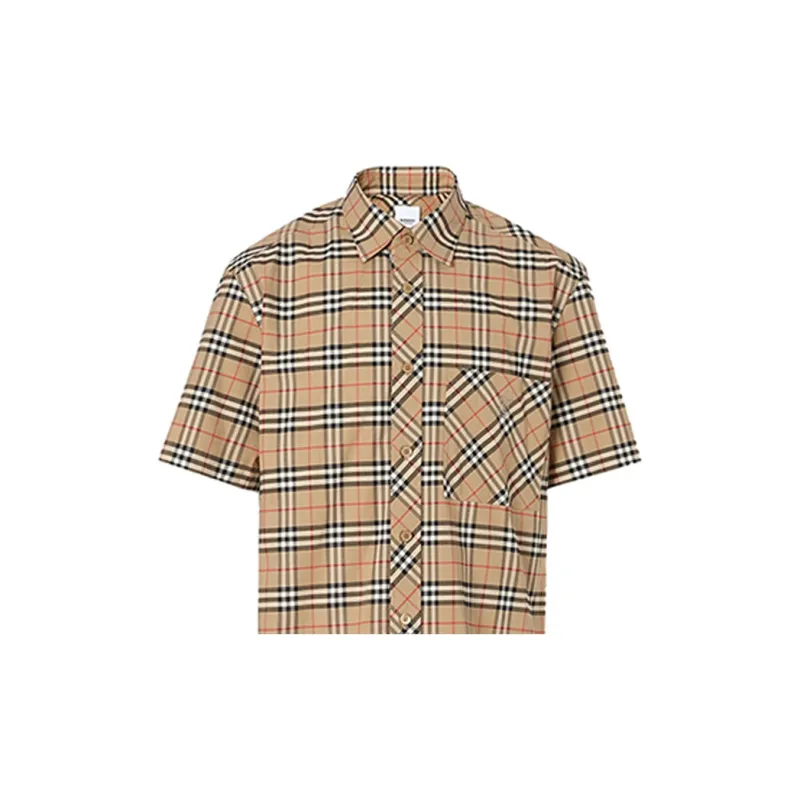Burberry S/S Small Scale Check Stretch Cotton Shirt-4