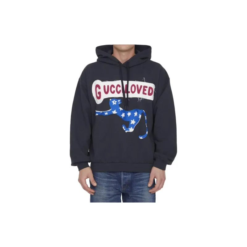 GUCCI Logo patch Cotton Hoodie-2