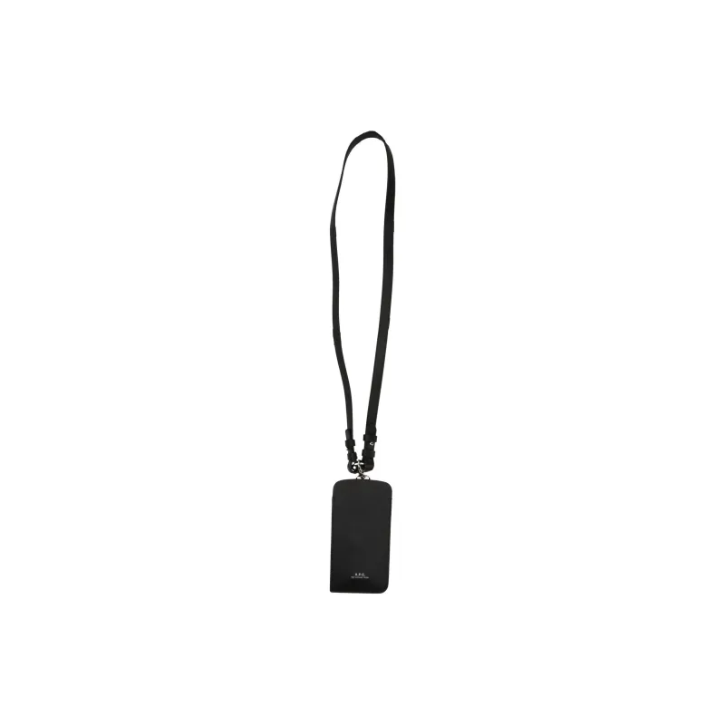 A.P.C Cow Leather Cell Phone Pouch Men's Black-0
