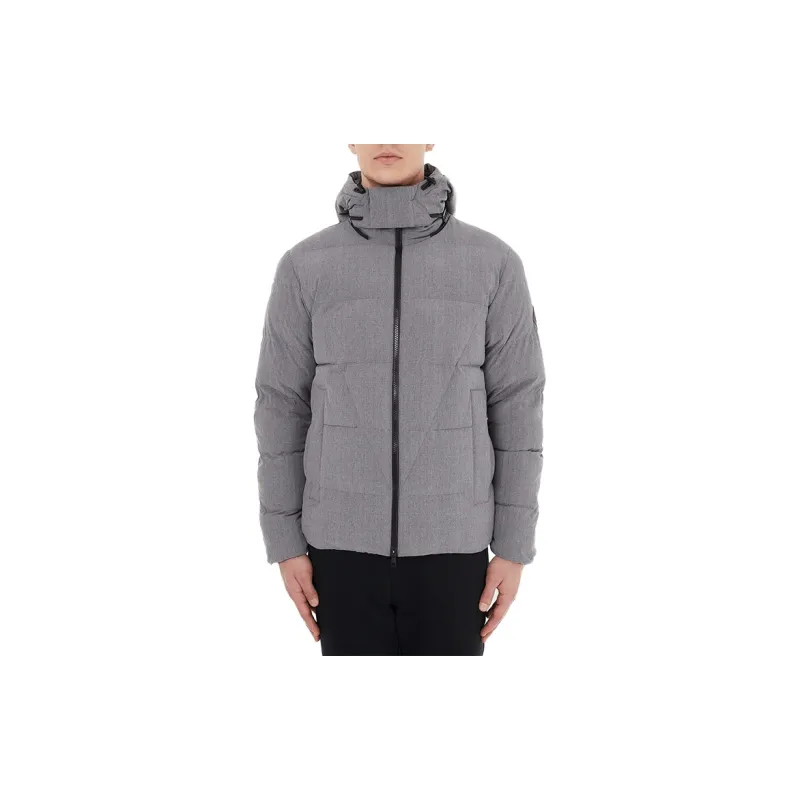 EMPORIO ARMANI FW21 Solid Color Hooded Puffer Jacket Men's Light Gray-3