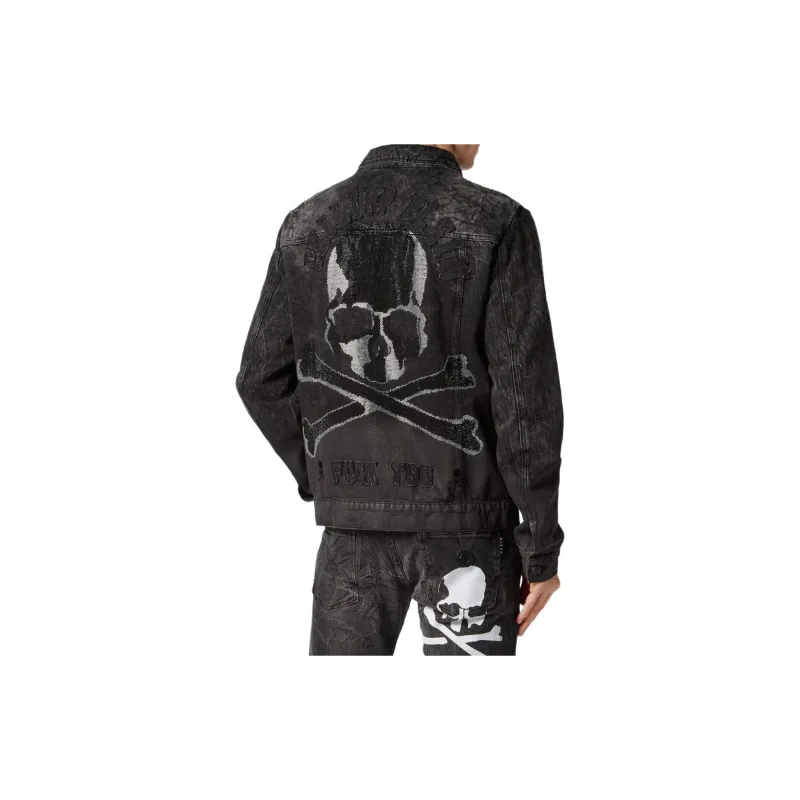 PHILIPP PLEIN Crystal skull Denim Jacket-2