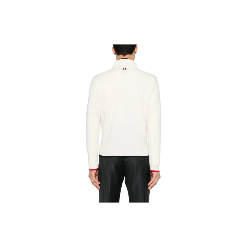 THOM BROWNE Zip Detailed Funnel Neck Pullover-2