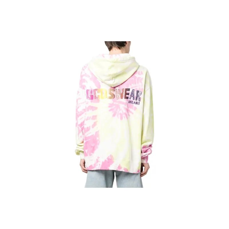 GCDS Logo Printed Tie Dyed Drawstring Hoodie-2