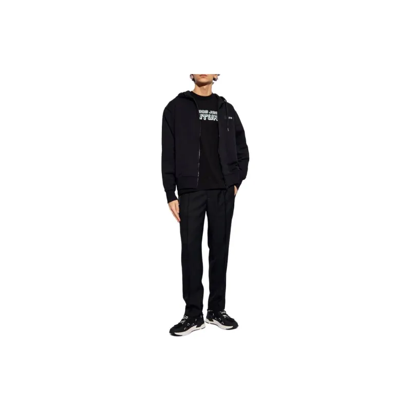 VERSACE JEANS Logo Patch Drawstring Zipped Hoodie-1