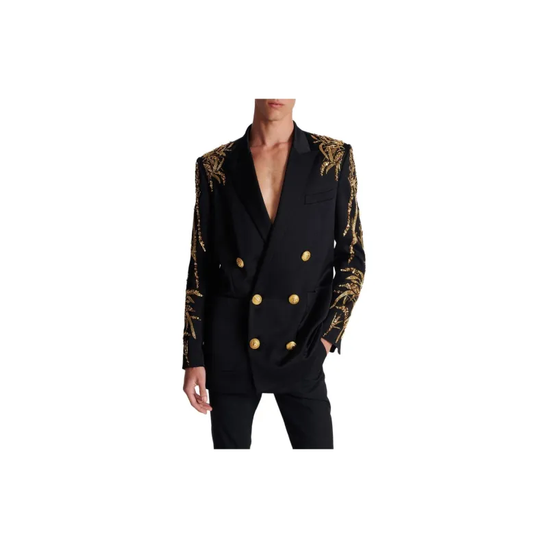 BALMAIN Bamboo-embroidered Satin Blazer-2