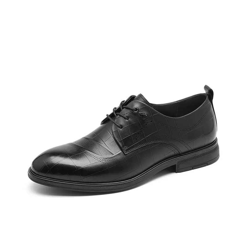 AOKANG Dress Shoes Men Low Top Black-0