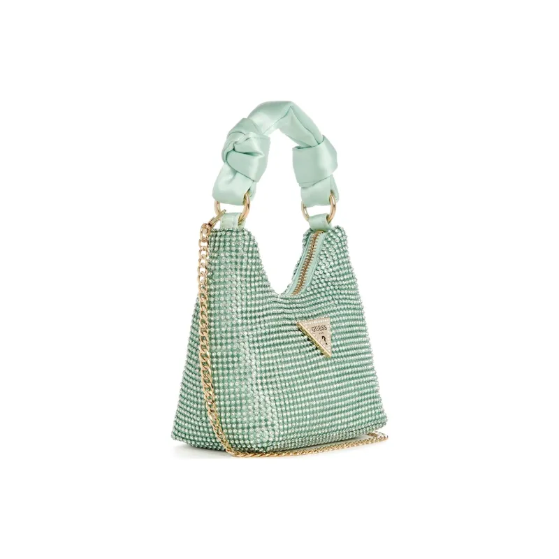 GUESS Metal Mesh One Shoulder Crossbody Rhinestone Bag Handbag Mini Women's Blue-1