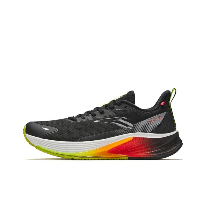 Anta Cushioned Slip Resistant Low Top Casual Running Shoes Men's Black Silver Green-0