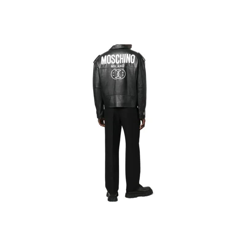 MOSCHINO Fringe detail Leather Biker Jacket-2
