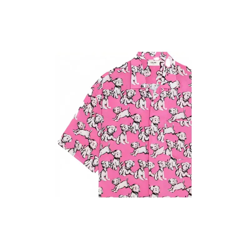 CELINE Hawaiian Shirt In Viscose With Artist Print-1