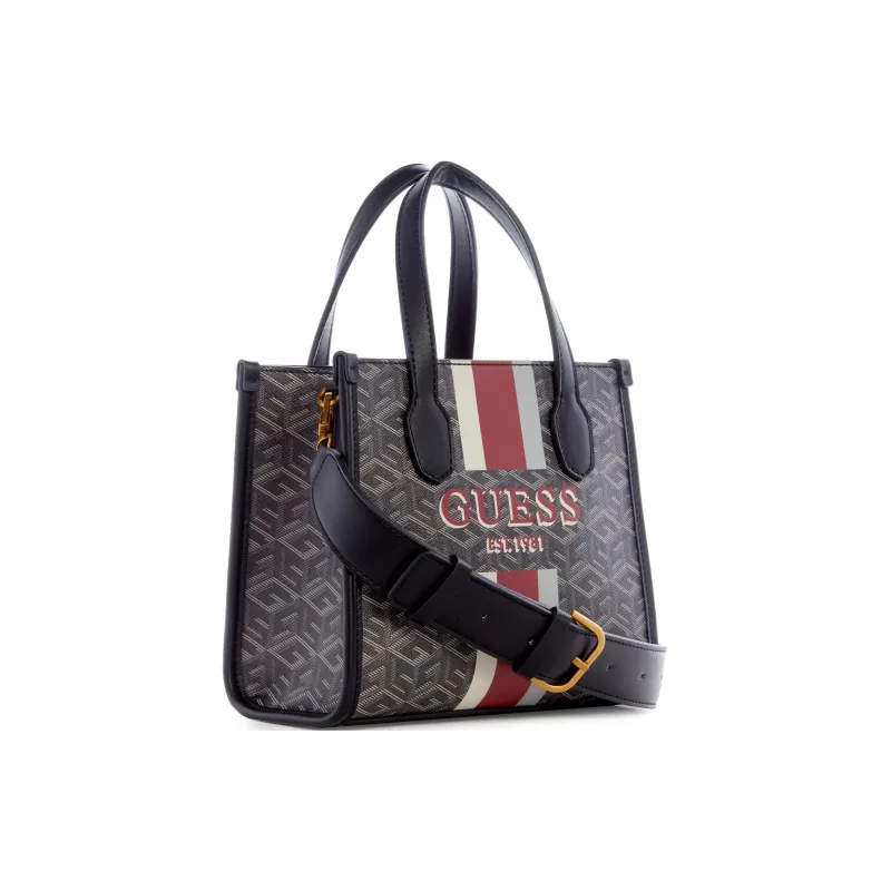 GUESS Artificial Leather Tote Bag Shopping Bag Handbag Mini Women's Black-1